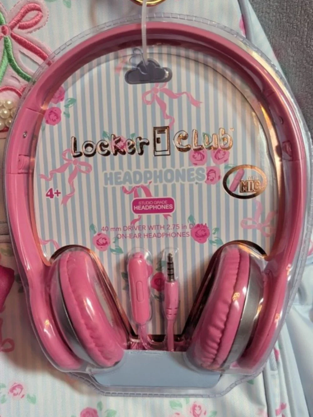 NWT Locker Club Floral Backpack Set with Pencil Pouch, Bow Charm & Headphones